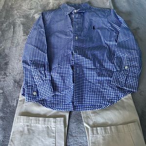 Boys button down shirt and slacks!